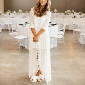 Lace Trim Maxi Robe